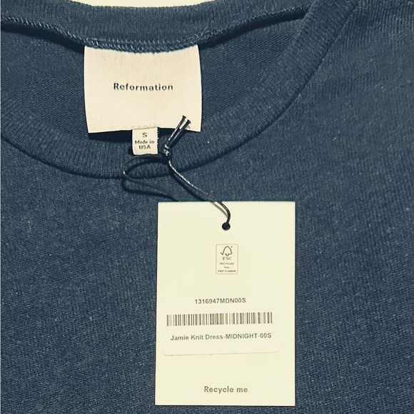 Reformation Jamie Knit Sweater Mini Dress - Long Sleeve, Navy, Small - Picture 5 of 7